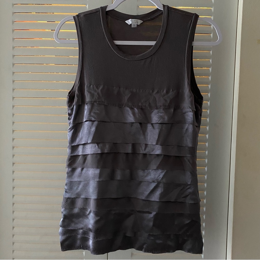 Alfred Sung Pure Grey Shiny Sleeveless Top Size S
